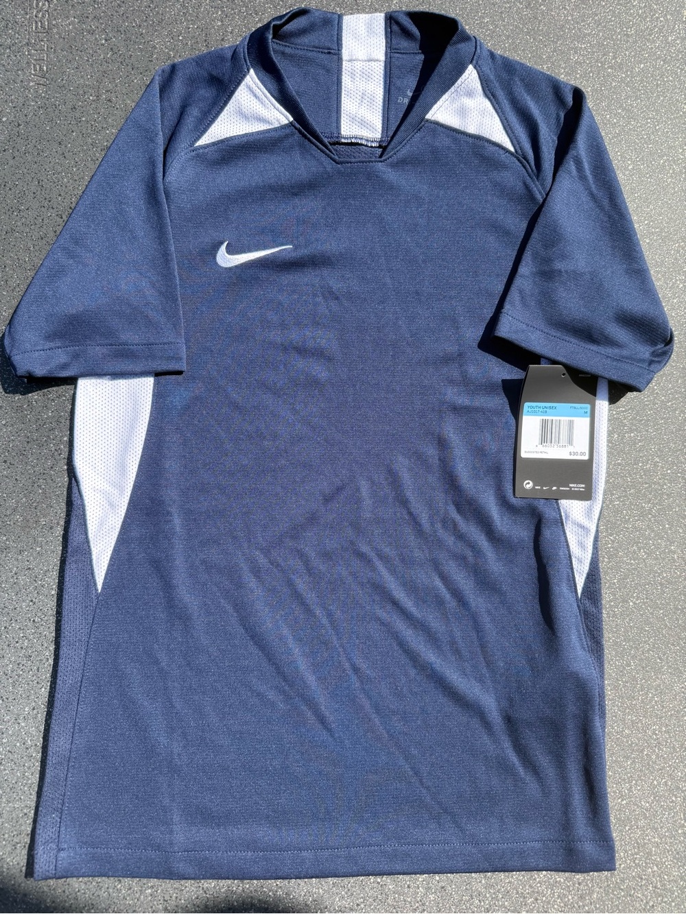 Nike Youth Navy and White Athletic Short-Sleeve Shirt